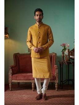 Philocaly - Saffron Yellow Thread Work Slim Fit Bandi