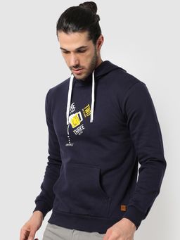 Campus Sutra - Graphic Print Hoodie Kangaroo Pocket