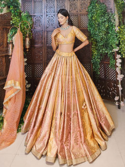 Amaltas Couture - Rumeysa Banarasi Silk Blouse with Lehenga and Dupatta (Set of 3)