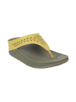 Mochi - Womens Yellow Platform HeelsMochi Women Yellow Synthetic Textured Flipflops
