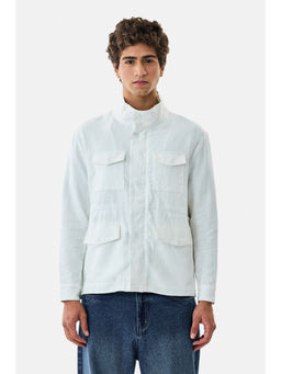 Snitch - White Solid Full Sleeves Regular Casual Jacket For Men
