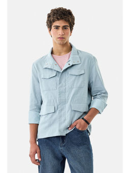 Snitch - Light Blue Solid Full Sleeves Regular Casual Jacket For Men