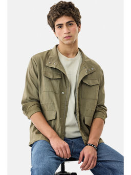 Snitch - Olive Solid Full Sleeves Regular Casual Jacket For Men