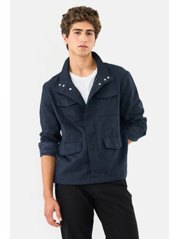 Snitch - Navy Solid Full Sleeves Regular Casual Jacket For Men