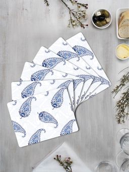 Space of Joy - Blue Paisley Premium Printed Rectangular MDF Wooden Placemats