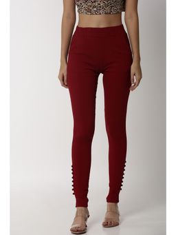 Soch - Women Maroon Solid Leggings