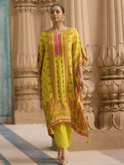 Autumnlane - Aster Pine Premium Full Work Kaftan with Pant