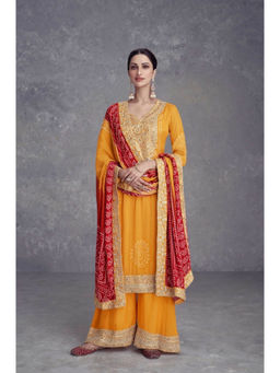 Autumnlane - Yellow Full Work Kurta With Palazzo & Dupatta