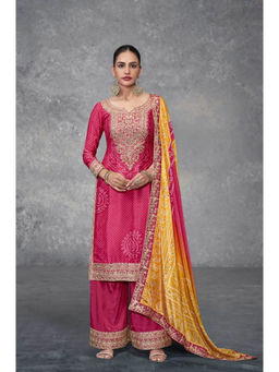 Autumnlane - Pink Full Work Kurta With Palazzo & Dupatta