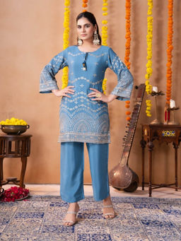 Autumnlane - Keya Hibis Work Kurta With Pant