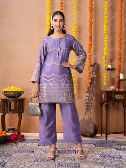Autumnlane - Keya Orchid Work Kurta With Pant