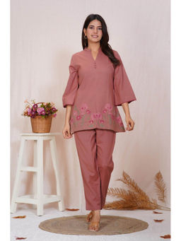 Autumnlane - Mauve Mokabara Embroidery Co-Ord Set