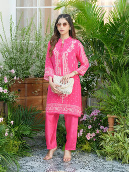 Autumnlane - Pink Palash Rouge Embroidered Kurta With Pant