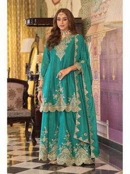 Autumnlane - Green Full Work Kurta With Sharara & Dupatta