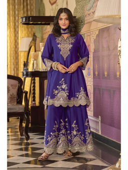Autumnlane - Purple Full Work Kurta With Sharara & Dupatta