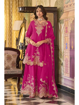 Autumnlane - Pink Full Work Kurta With Sharara & Dupatta