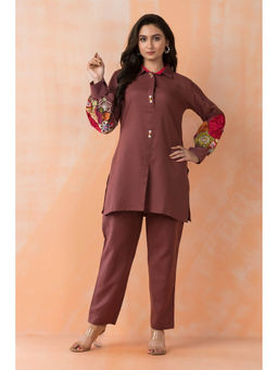 Autumnlane - Brown Embroidery Co-Ord Set