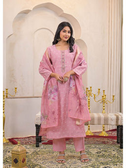 Autumnlane - Pink Printed Kurta With Pant & Dupatta