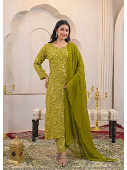 Autumnlane - Green Printed Kurta With Pant & Dupatta