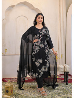 Autumnlane - Black Cotton Kurta With Pant & Dupatta