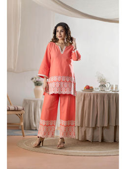 Autumnlane - Peach Embroidery Co-Ord Set