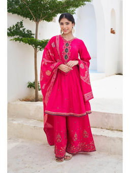 Autumnlane - Pink Full Work Kurta With Sharara & Dupatta