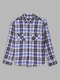 Blue Giraffe - Boys Multicolor Checked Spread Collar Full Sleeves Shirt