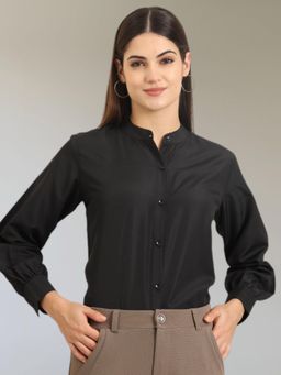 FITHUB - Classic Mandarin Collar Long Sleeves Plain Formal Shirt