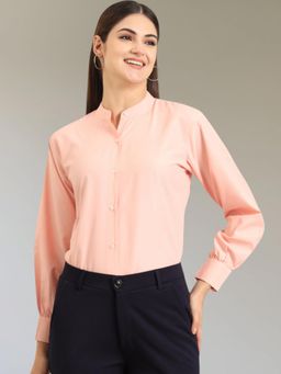 FITHUB - Classic Mandarin Collar Long Sleeves Plain Formal Shirt