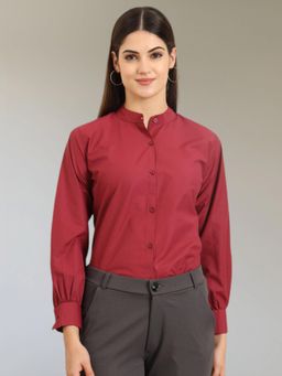 FITHUB - Classic Mandarin Collar Long Sleeves Plain Formal Shirt