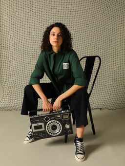 Hubberholme - Hubber Holme Women Regular Solid Oversized Fit Cotton Collar Long Sleeve Shirts