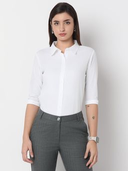 Not So Pink - Solid White Color 3/4 Sleeve Shirt