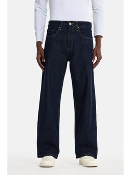 Snitch - Men Indigo Textured Cotton Relaxed Fit jeans