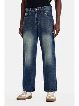 Snitch - Men Blue Solid Cotton Loose Fit jeans