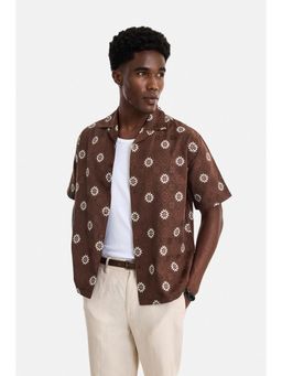 Snitch - Men Brown Printed Cotton Blend Boxy Fit Shirt