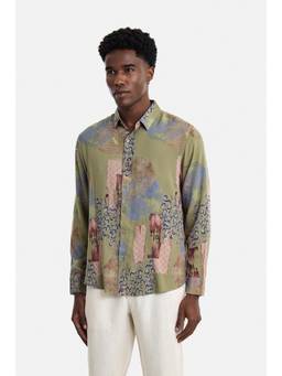 Snitch - Men Olive Printed Viscose Regular Fit Shirt