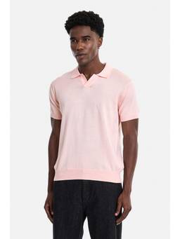Snitch - Men Pink Solid/Plain Cotton Regular Fit Polo T-Shirt