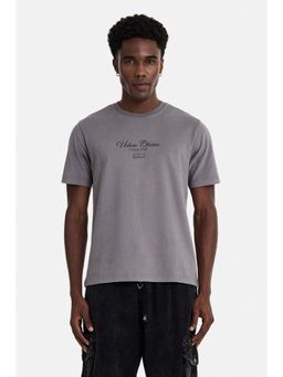 Snitch - Men Grey Solid/Plain Cotton Regular Fit T-shirt