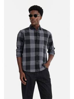 Snitch - Men Black Checks Cotton Regular Fit Shirt