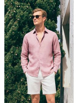 Snitch - Men Pink Solid/Plain Polyester Regular Fit Shirt