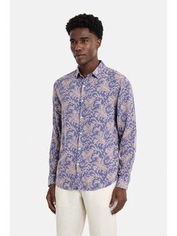 Snitch - Men Blue Floral Viscose Regular Fit Shirt