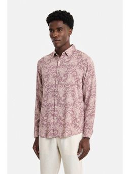 Snitch - Men Pink Floral Viscose Regular Fit Shirt