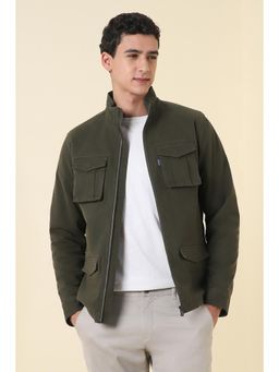 Allen Solly - Men Olive Solid/Plain Cotton Blend Regular Fit Jacket