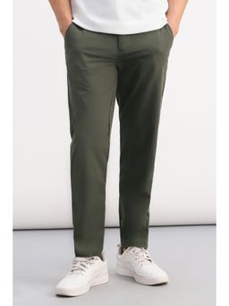 Allen Solly - Men Olive Solid/Plain Nylon Blended Comfortable Fit Trousers