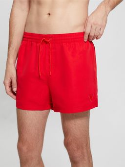 Guess - Men Red Solid/Plain Polyester Regular Fit Shorts