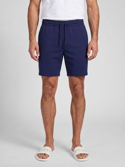 Guess - Men Blue Solid/Plain Polyester Regular Fit Shorts