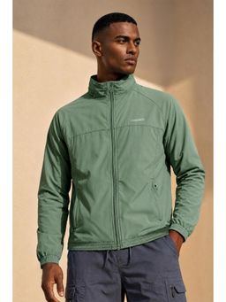 Van Heusen - Men Green Solid/Plain Microfibre Relaxed Fit Jacket