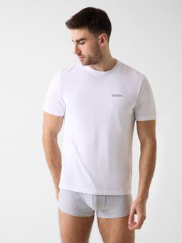 Guess - Men White Solid/Plain Cotton Regular Fit T-Shirt