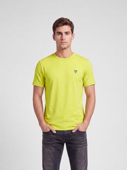 Guess - Men Yellow Solid/Plain Cotton Regular Fit T-Shirt
