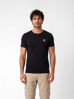 Guess - Men Black Solid/Plain Cotton Regular Fit T-Shirt